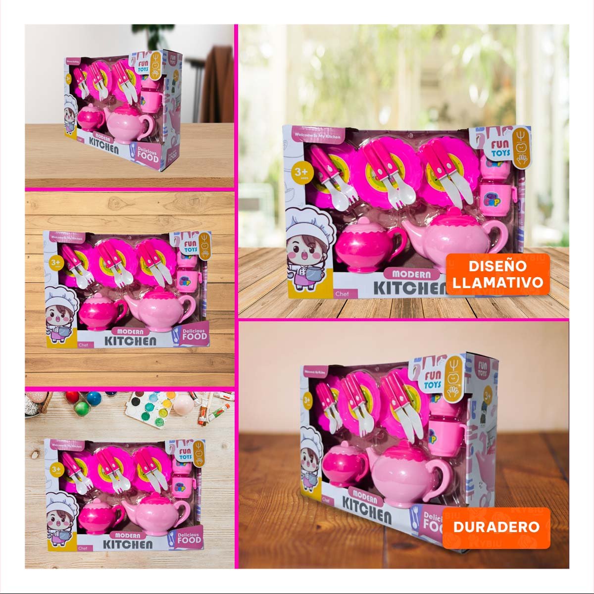 COLECCION INFANTIL DE COCINA CON TETERAS PLATOS Y CUBIERTOS PARA JUEGO DIARIO Y+LIGAS REGALO - 5