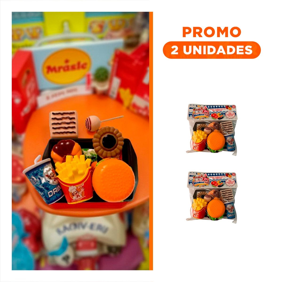 PACK2 KIT DE COMIDAS URBANAS CON ELEMENTOS DE JUEGO DE ROLES EN CASA - 1