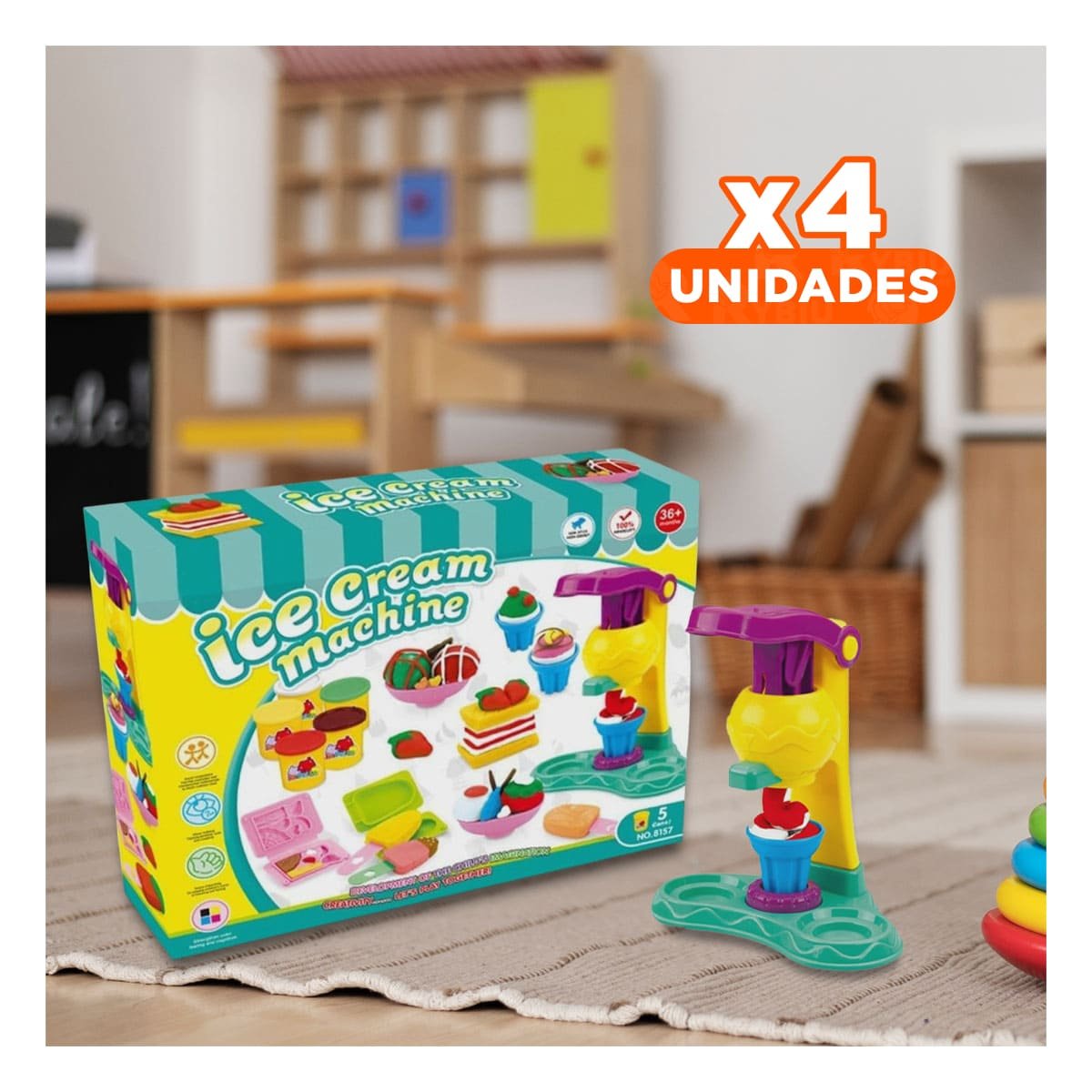 PACK4 SET DE JUGUETE PARA HELADOS CAJAVERD Y+REGALO STICKERS - 1