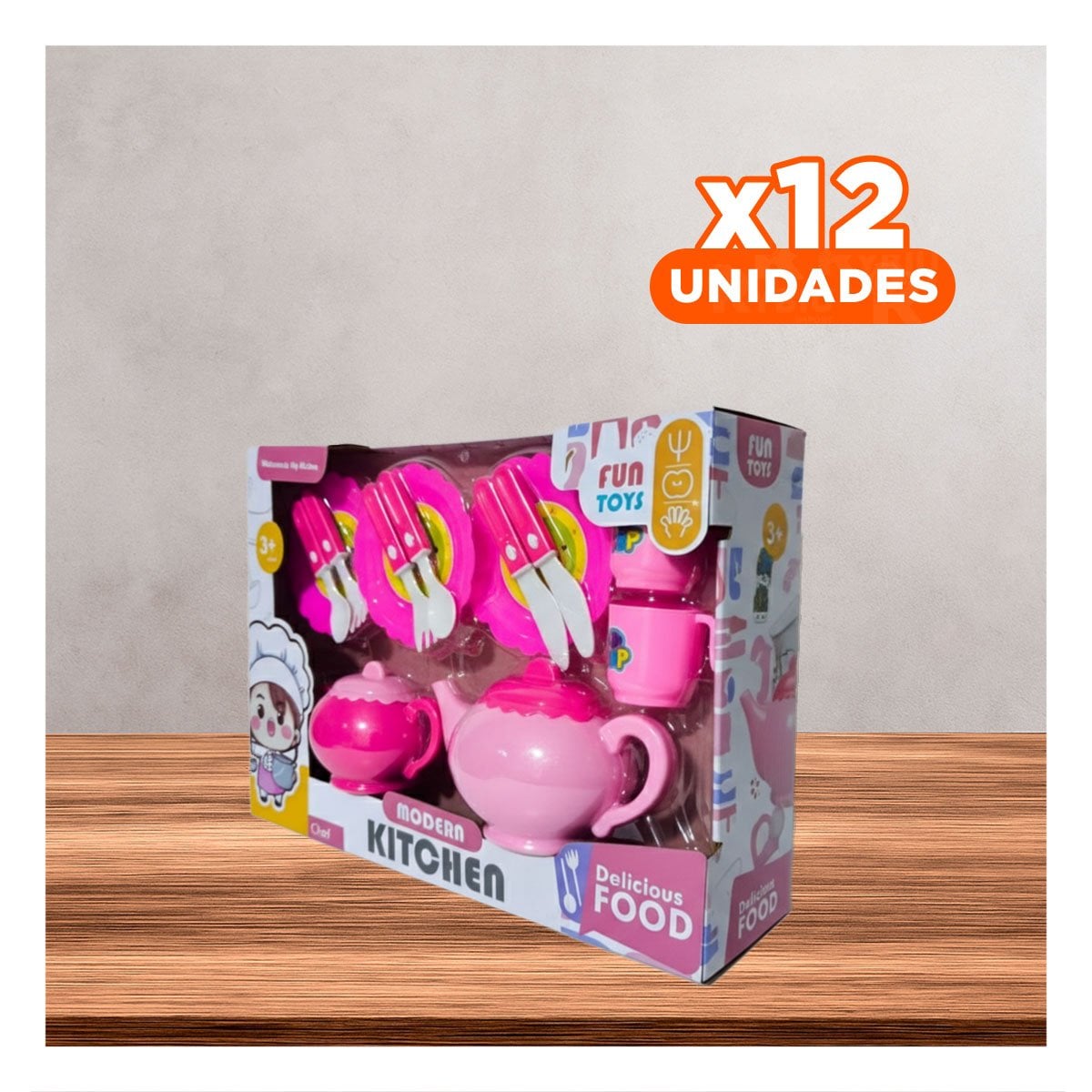 PACK12 SET DE UTENSILIOS DE TE CON TETERAS PLATOS Y CUBIERTOS PARA JUEGO EN CASA - 1