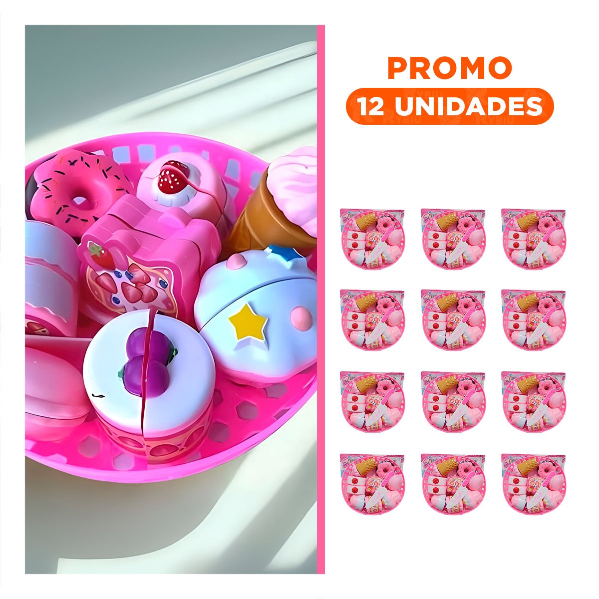 PACK12 COLECCION INTERACTIVA DE POSTRES PARA CORTAR CON ACCESORIOS DE JUEGO Y+REGALO STICKER - 1