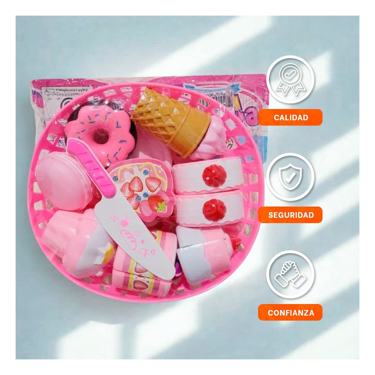 PACK4 JUEGO INFANTIL DE POSTRES PARA CORTAR CON ACCESORIOS DE COCINA PARA DIVERSION - 3