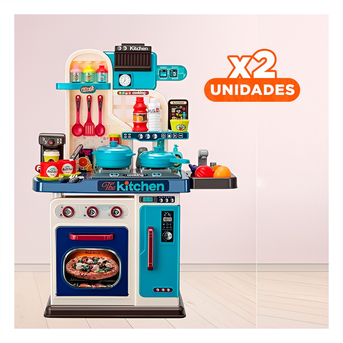 PACK2 MESA LUDICA DE COCINA CON PIEZAS PARA APRENDIZAJE ACTIVO Y+REGALO STICKER - 1
