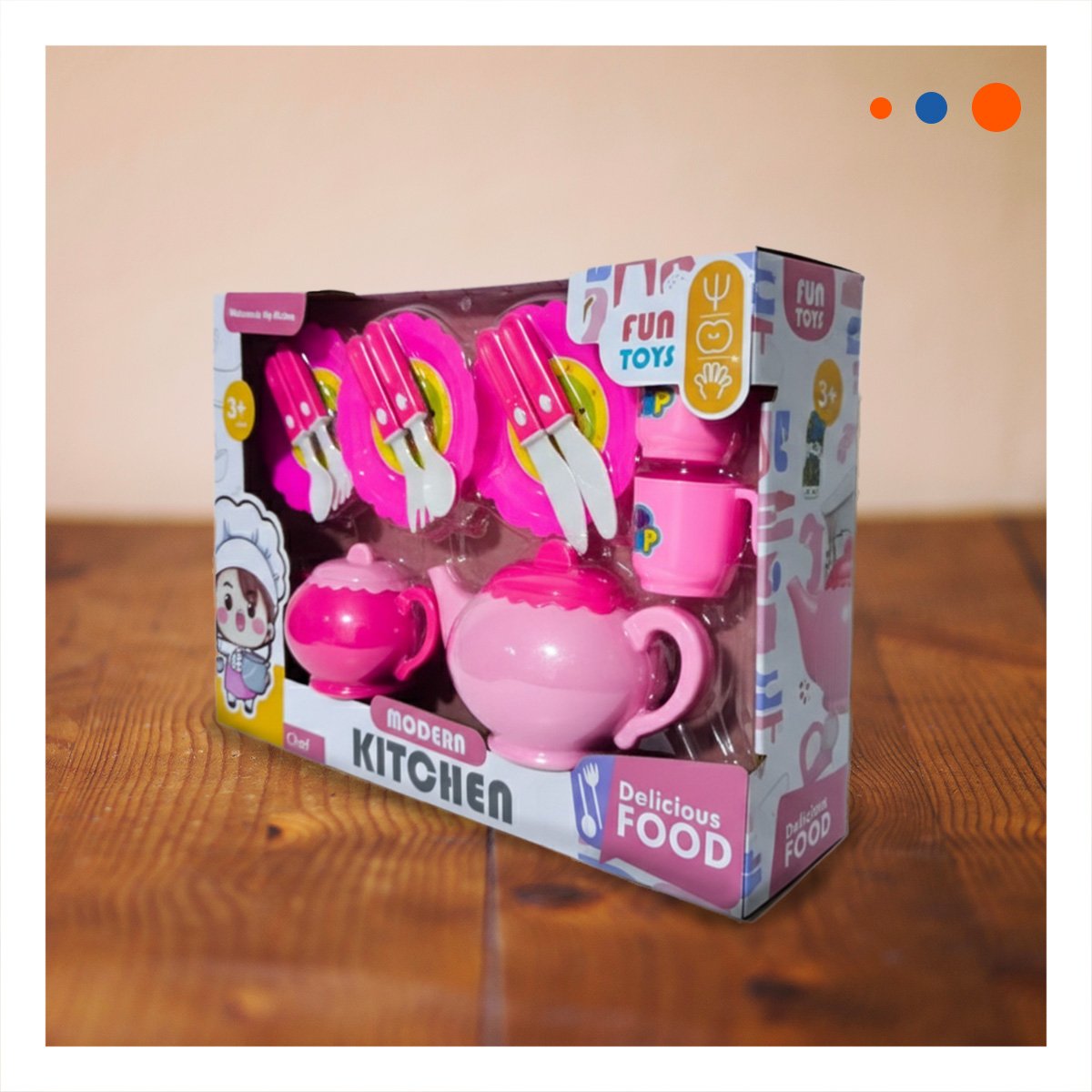 PACK2 COLECCION DE MENAJE DE COCINA CON TETERAS PLATOS Y CUBIERTOS PARA JUEGO Y+PAPEL REGALO - 2