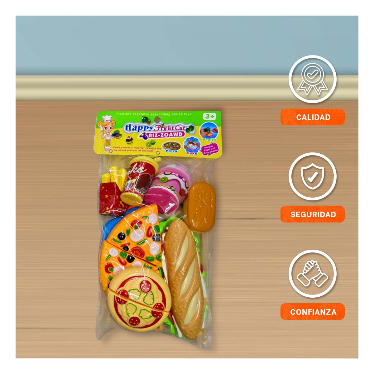 KIT DIDACTICO DE PIZZA COMIDA RAPIDA PARA CORTAR PARA JUEGO CREATIVO EN CASA Y+LIGAS REGALO - 2
