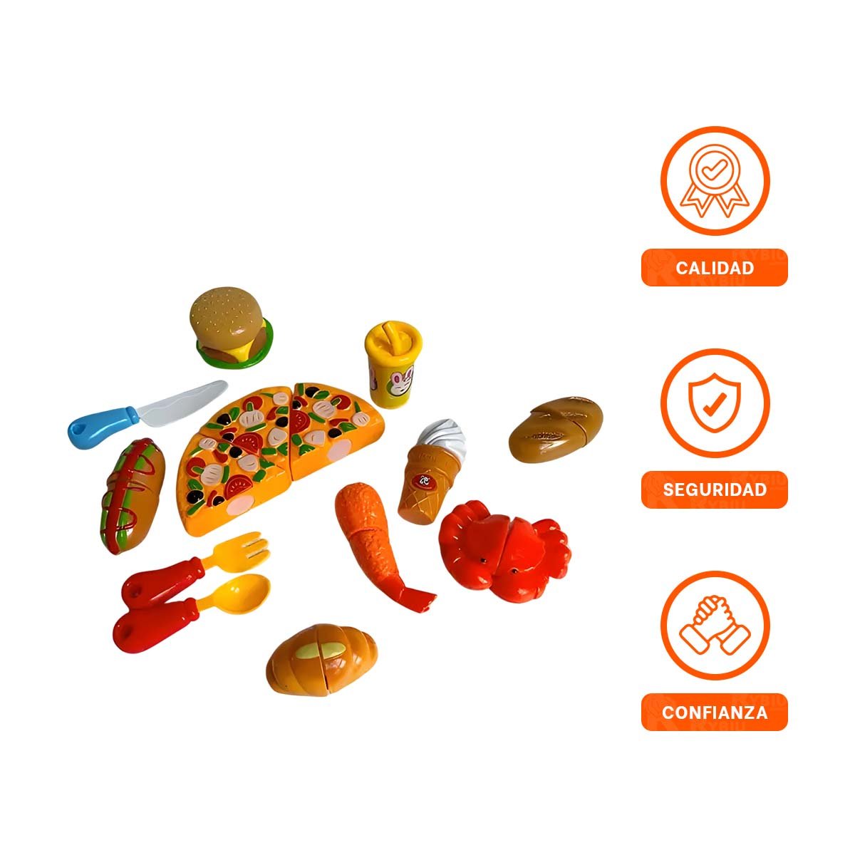 KIT DIDACTICO DE PIZZA COMIDA RAPIDA PARA CORTAR PARA JUEGO CREATIVO EN CASA Y+LIGAS REGALO - 3