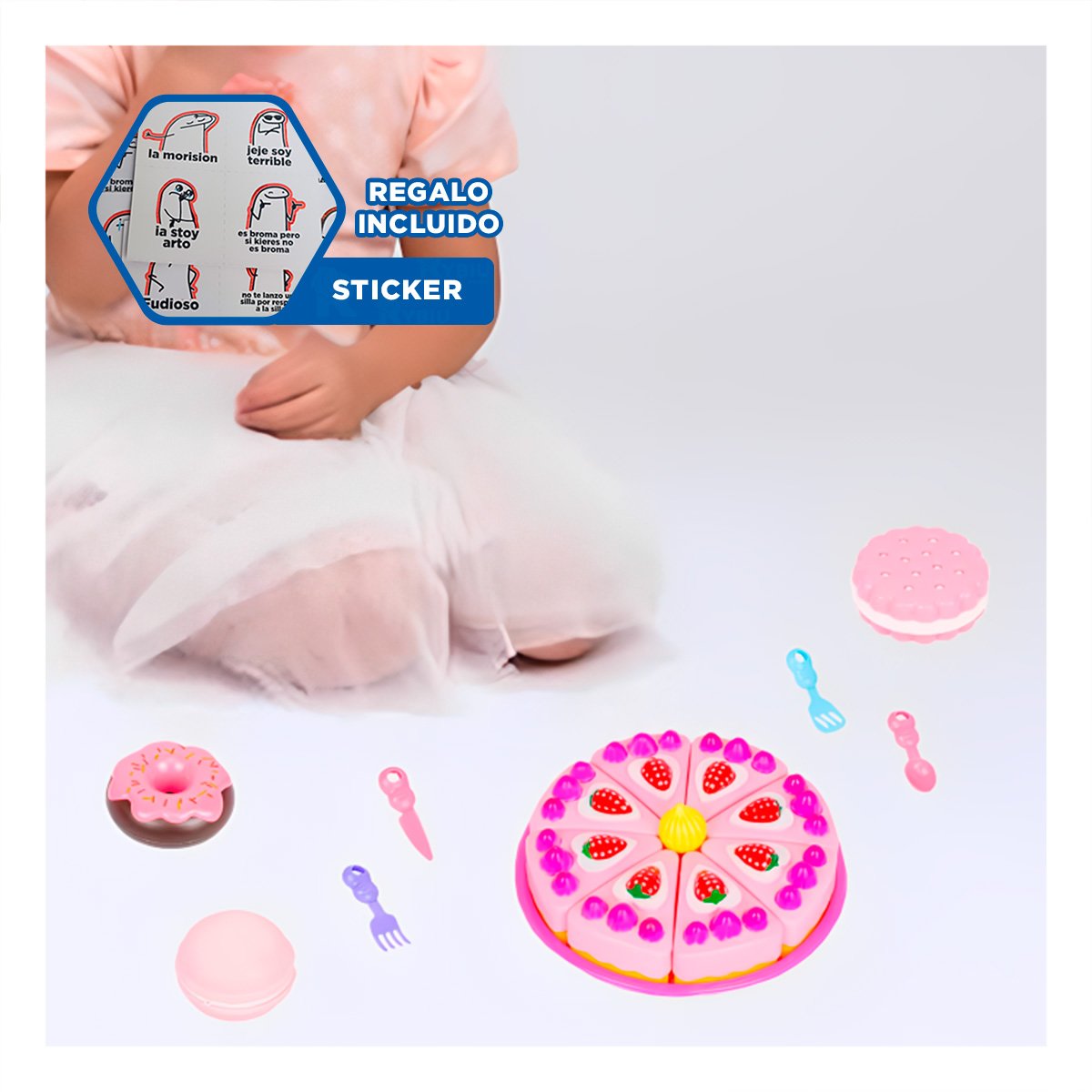 PACK2 SET PARA CORTAR PASTEL EN ROSA Y+REGALO STICKERS - 5