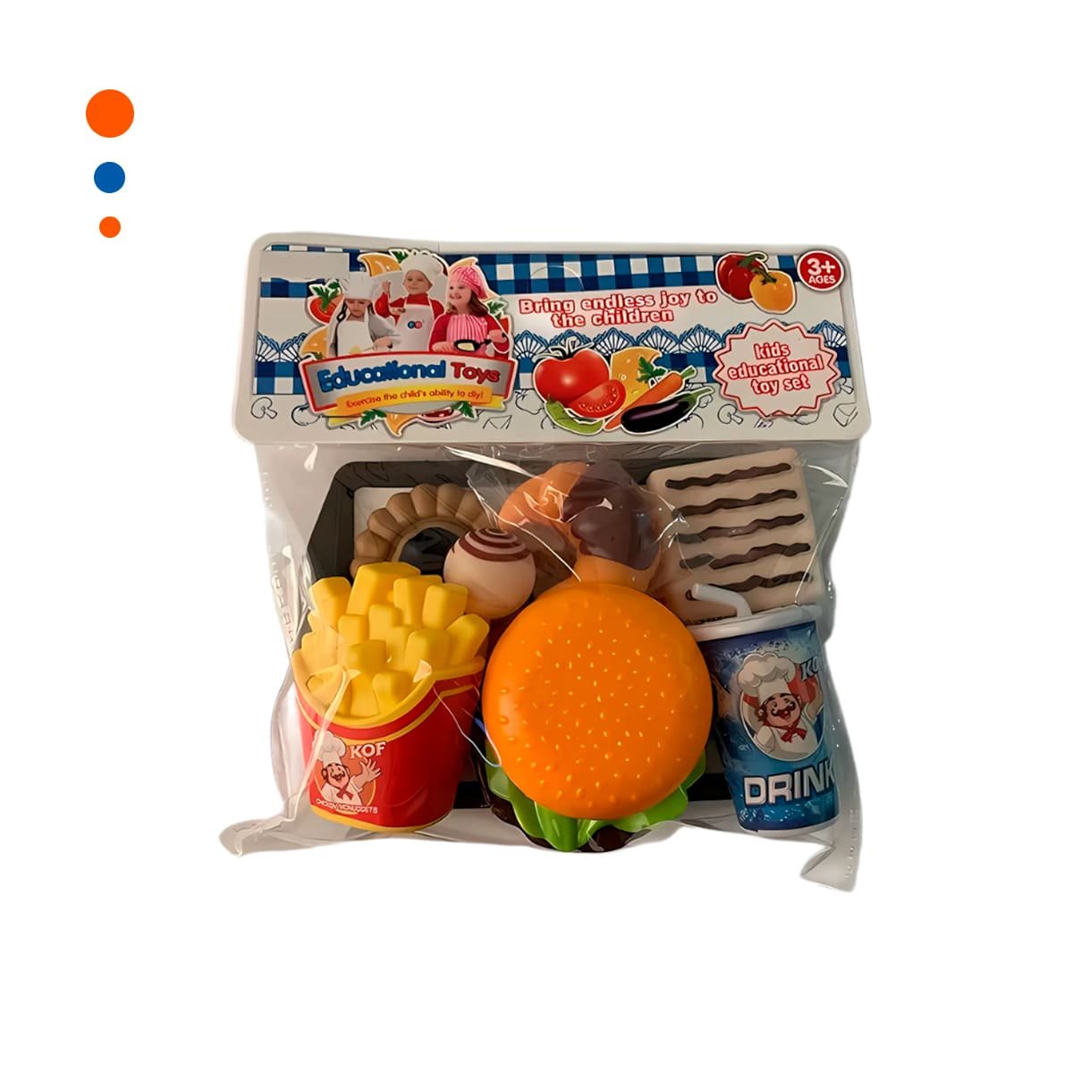 JUEGO DE ALIMENTOS RAPIDOS CON PIEZAS VARIADAS PARA COCINA INFANTIL EN HOGAR Y+PAPEL REGALO - 1
