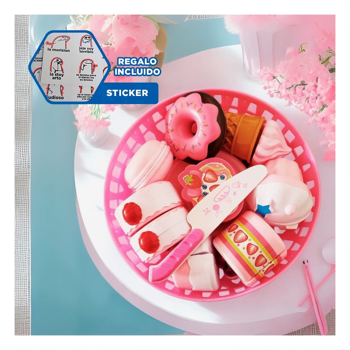 CONJUNTO CREATIVO DE POSTRES PARA CORTAR CON ELEMENTOS DE COCINA DIDACTICOS Y+REGALO STICKER - 1
