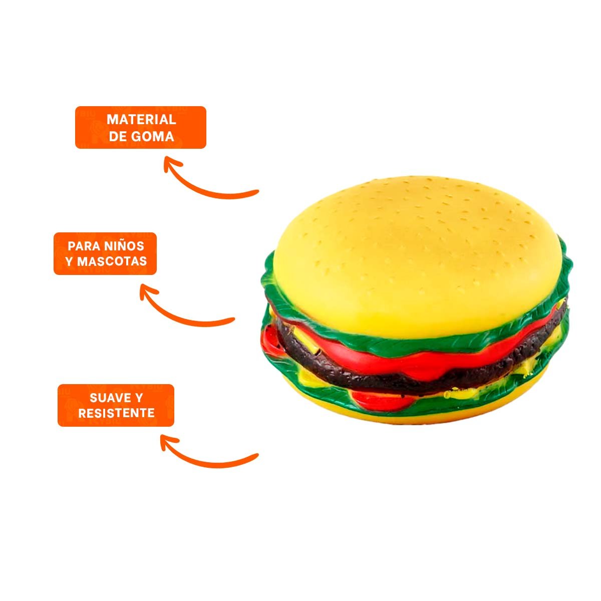 JUGUETE RESISTENTE DE HAMBURGUESA Y+REGALO STICKERS - 2