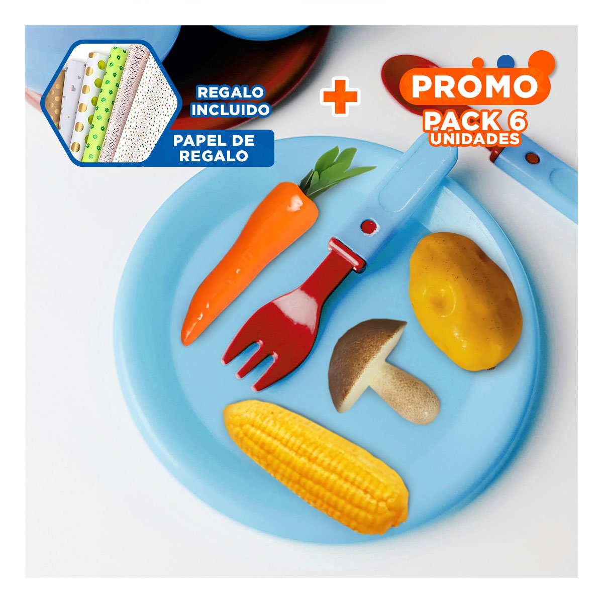 PACK6 JUEGO DE VERDURAS PARA ESTIMULAR LA IMAGINACION YPAPEL REGALO - 1