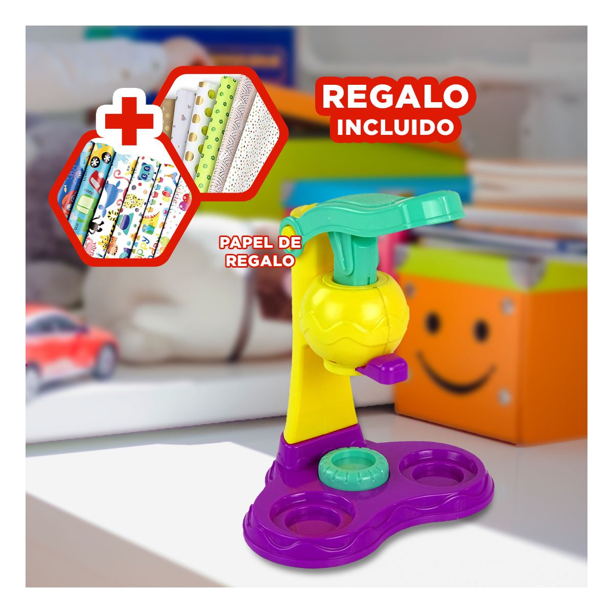 MAQUINA HELADO Y PLASTILINA EN CAJA ROJA Y+PAPEL DE REGALO - 1