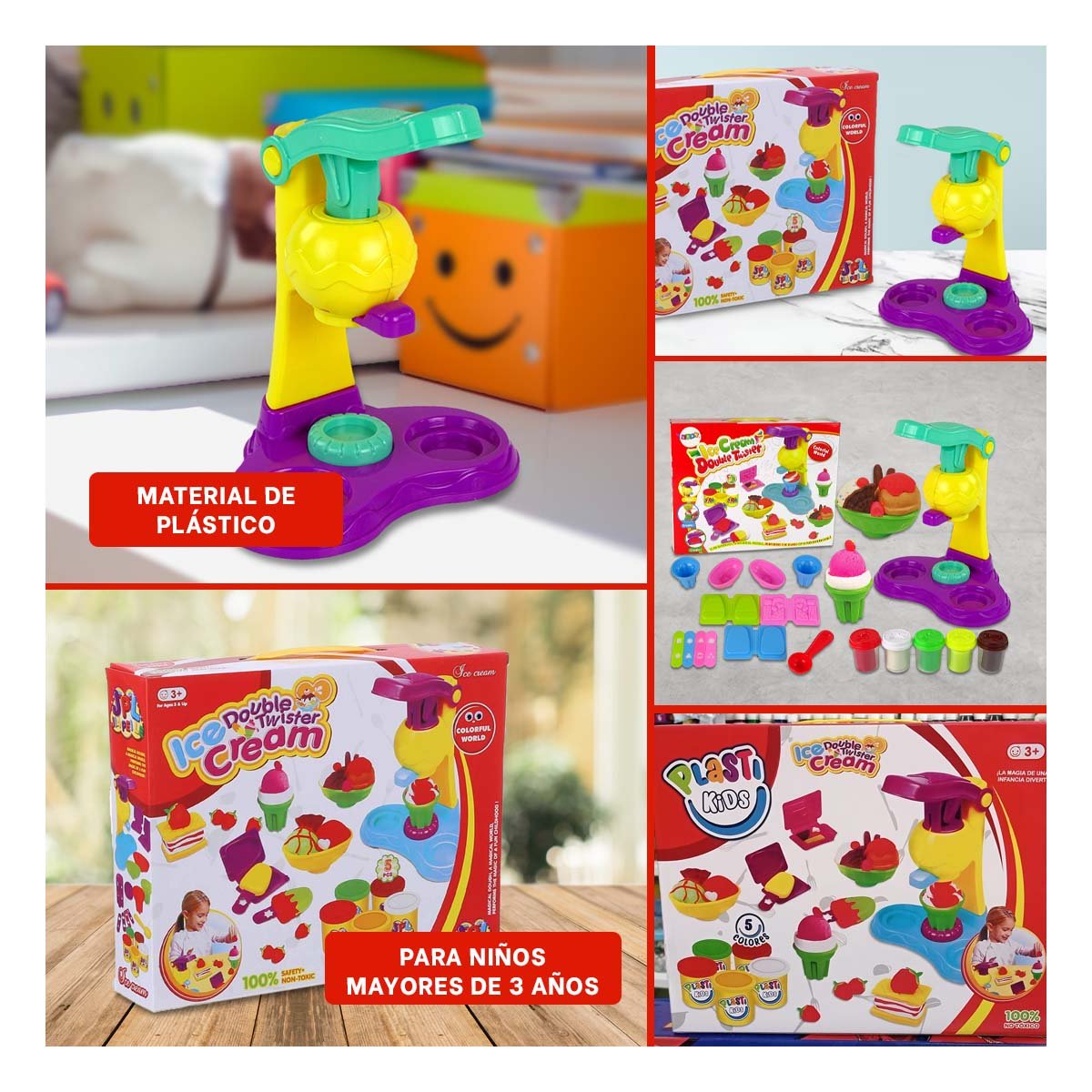 MAQUINA HELADO Y PLASTILINA EN CAJA ROJA Y+PAPEL DE REGALO - 2