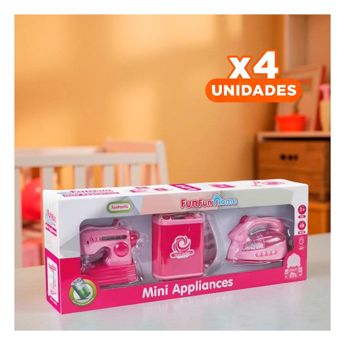 PACK4 LINEA DOMESTICA CON MAQUINA DE COSER LAVADORA Y PLANCHA PARA JUEGO INFANTIL - 1