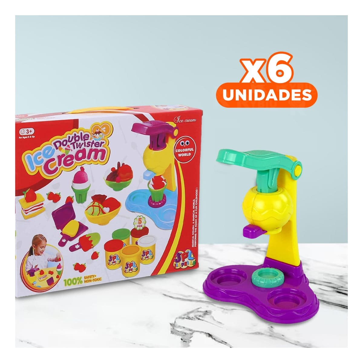 PACK6 JUGUETE PARA HELADERIA EN CAJA ROJA Y+REGALO STICKERS - 1