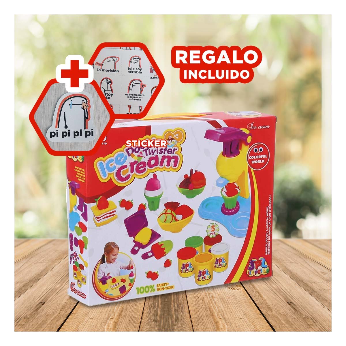 PACK6 JUGUETE PARA HELADERIA EN CAJA ROJA Y+REGALO STICKERS - 2