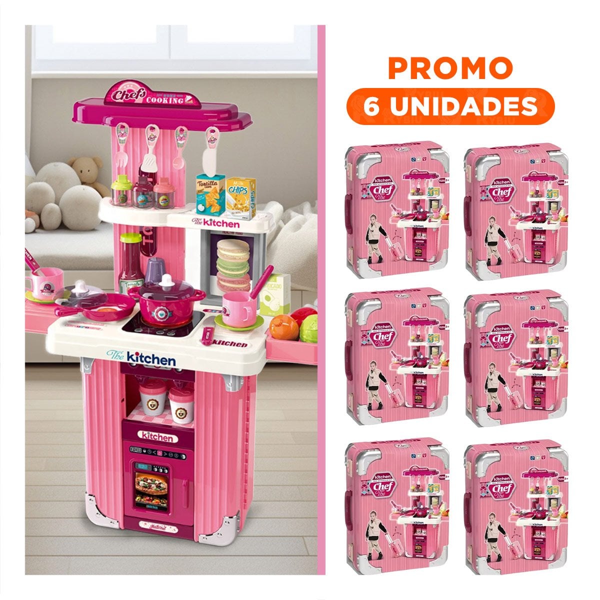 PACK6 PRACTICA DE COCINA CHEF CON ESTUCHE COMPLETO PARA JUEGO DOMESTICO - 1