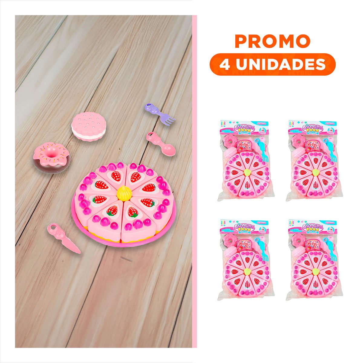 PACK4 SET DE TORTA CON PIEZAS PARA UNIR EN COLOR ROSA - 1