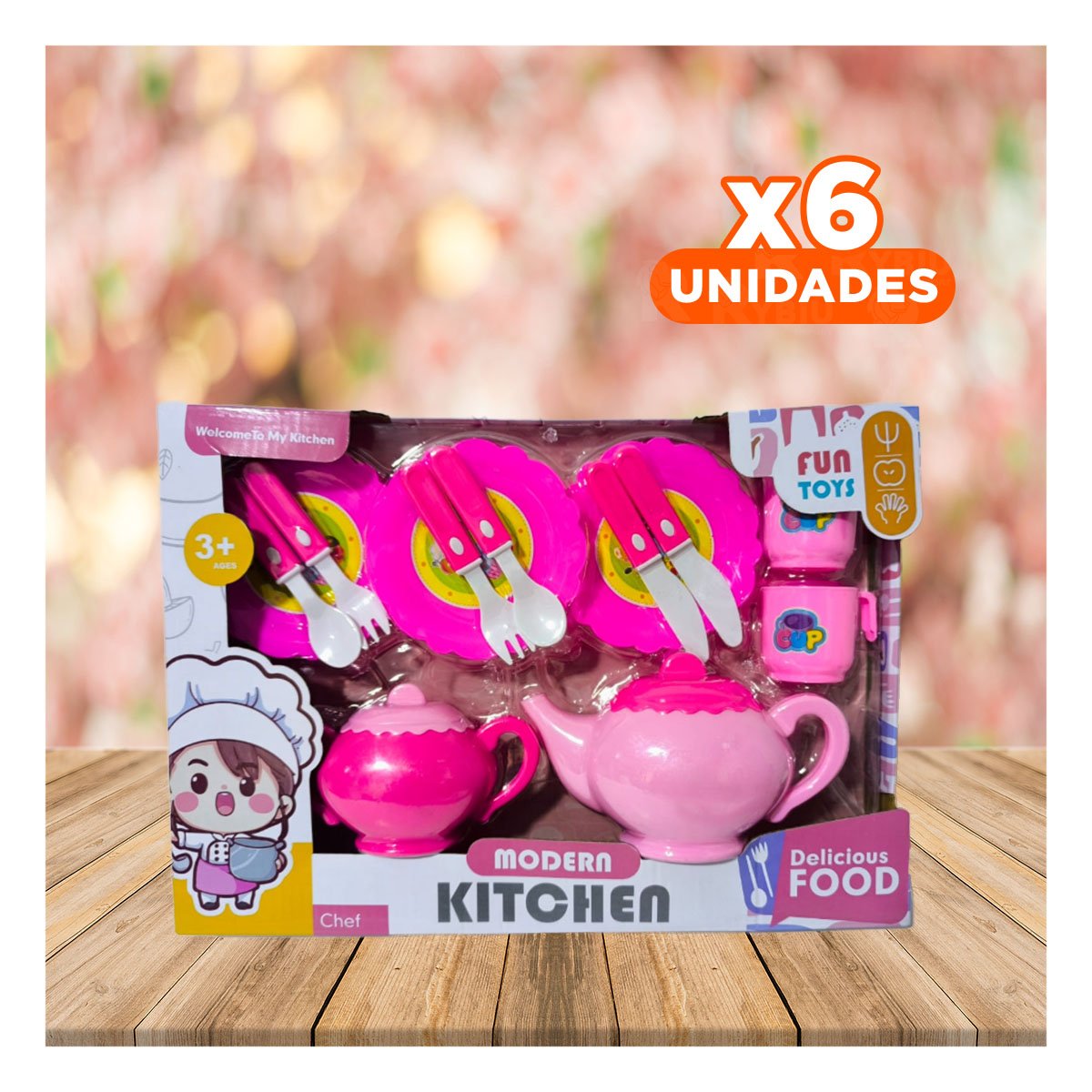 PACK6 JUEGO DE UTENSILIOS DE TE CON TETERAS PLATOS Y CUBIERTOS PARA JUEGO Y+REGALO STICKER - 1