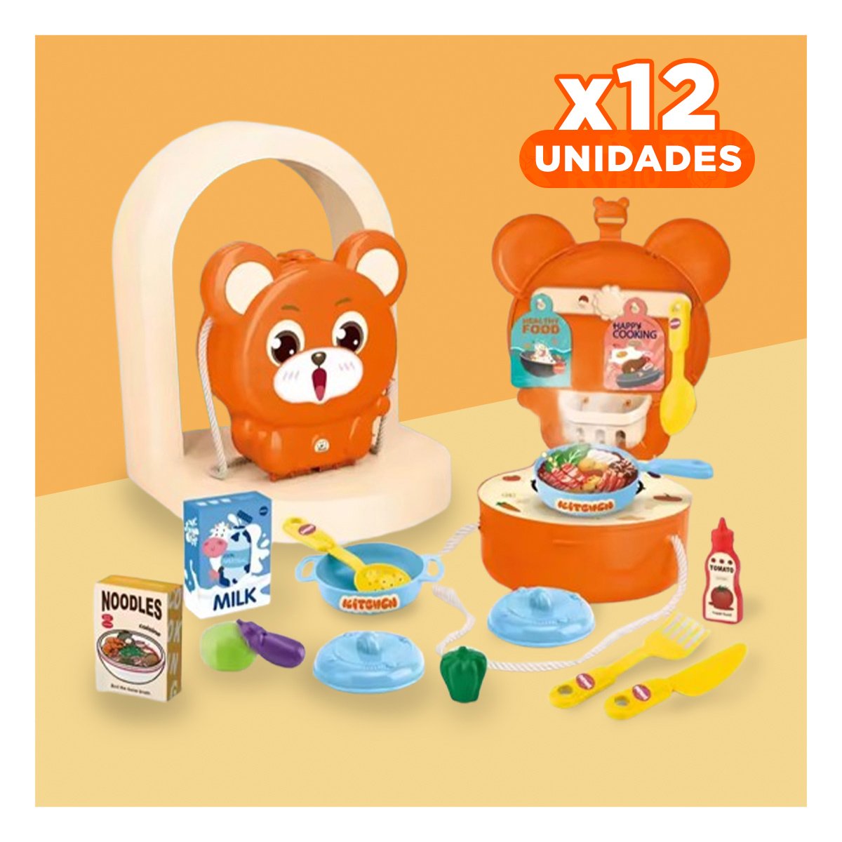 PACK12 MINI MALETA KID Y JUEGO DE COCINA Y+REGALO STICKERS - 1
