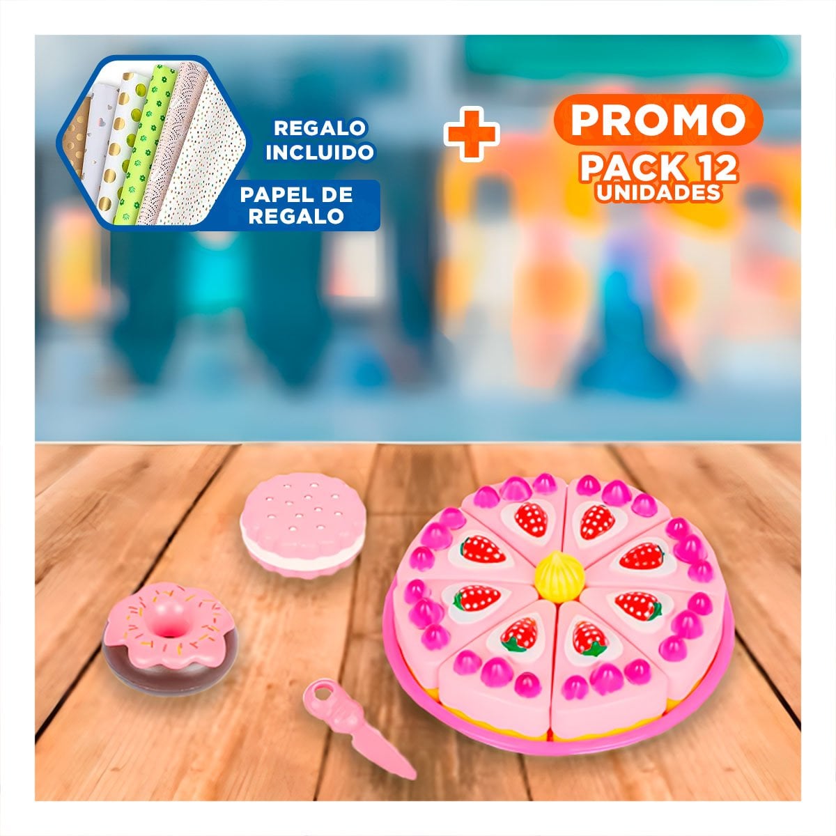 PACK12 MALETIN DE PASTEL PARA CORTAR CON PIEZAS DE COCINA PARA ACTIVIDADES YPAPEL REGALO - 1