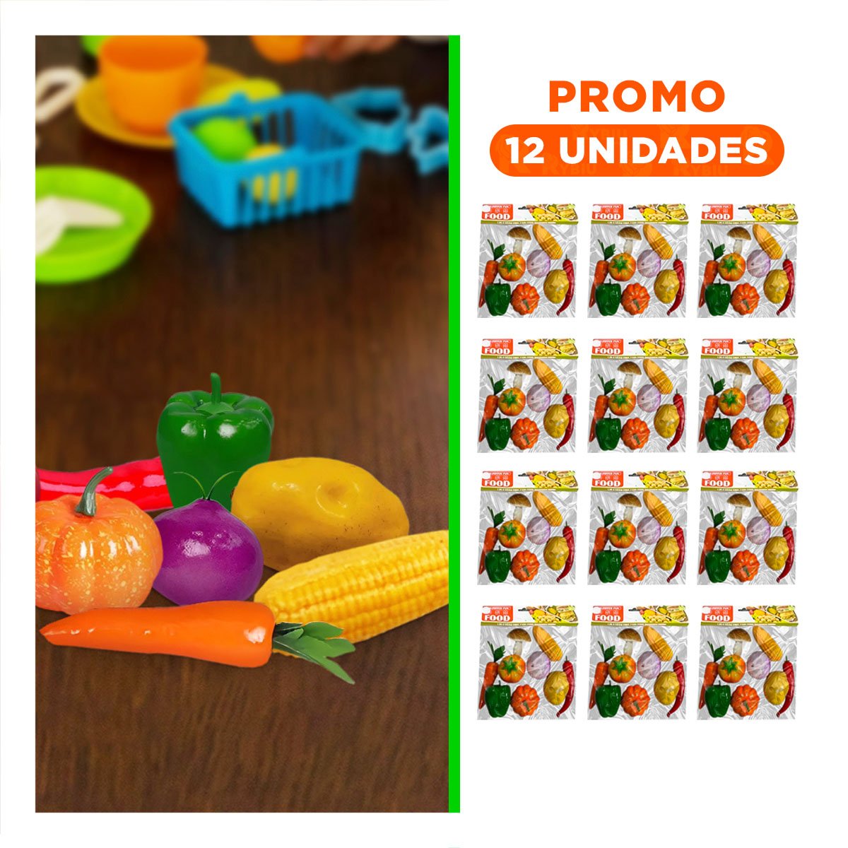 PACK12 PACK DE VERDURAS PARA JUEGO DE ROLES Y DIVERSION YREGALO STICKER - 1
