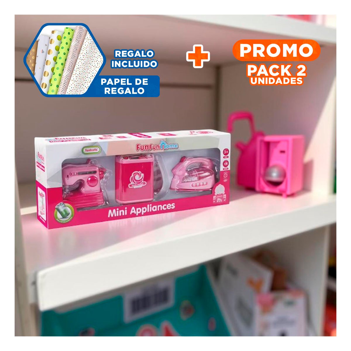 PACK2 JUGUETES PARA IMITAR TAREAS DE CASA Y+PAPEL DE REGALO - 1