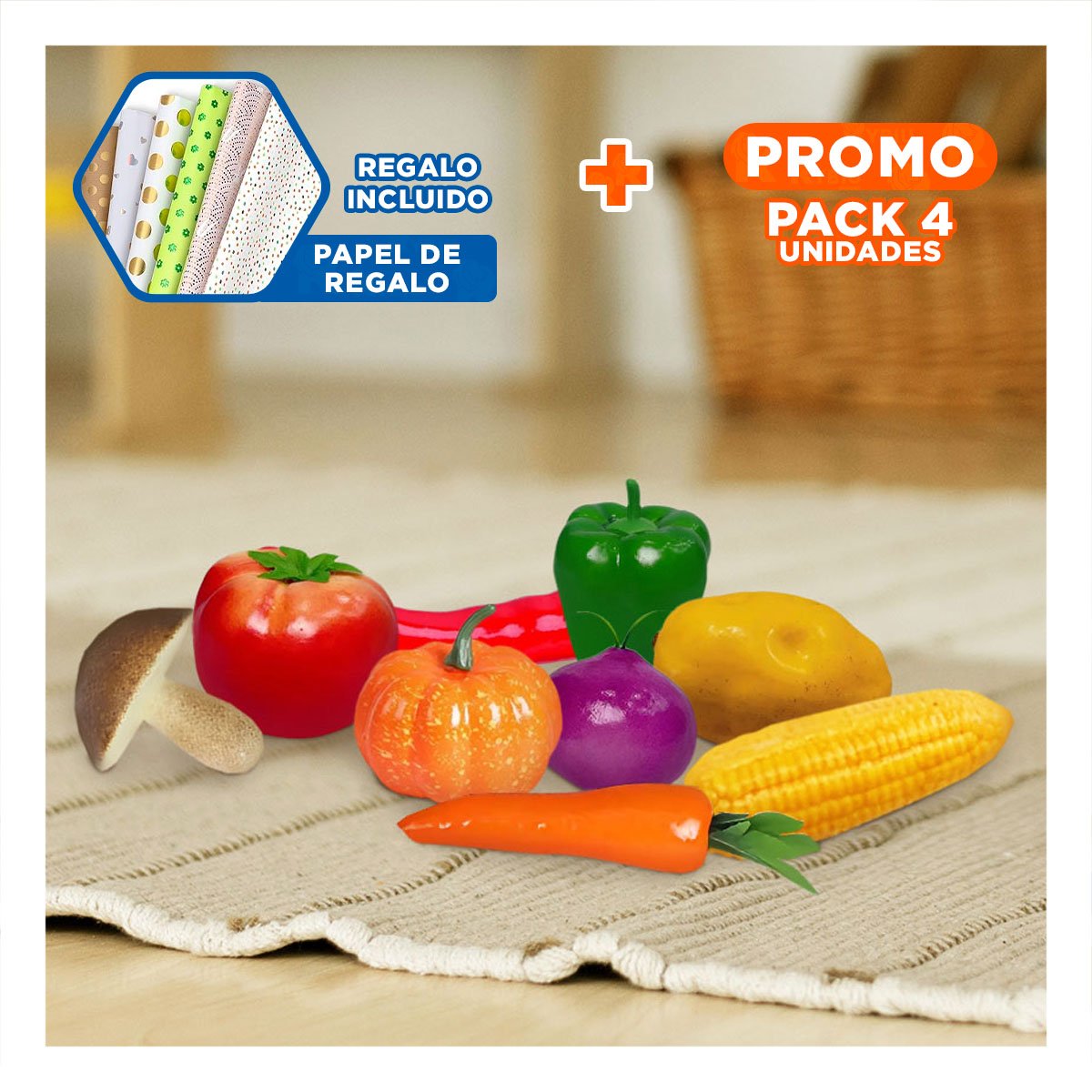 PACK4 SACO DE VERDURAS PARA JUEGO SIMBOLICO Y RECREATIVO YPAPEL REGALO - 1