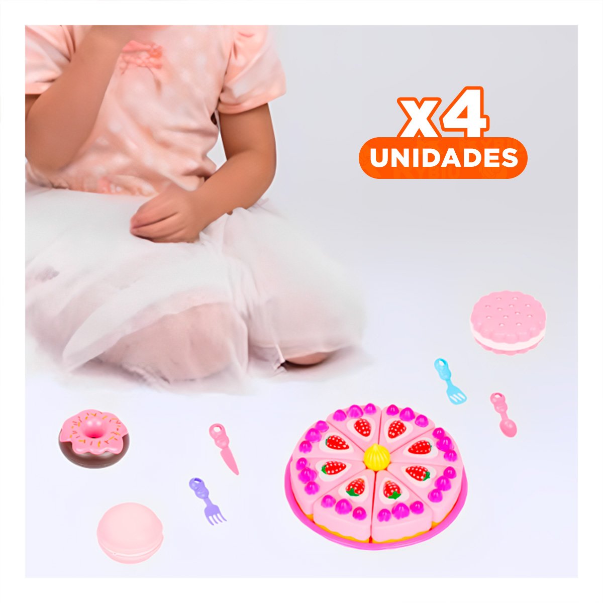 PACK4 SET DE CORTE PARA PASTEL KID EN ROSA Y+REGALO STICKERS - 1