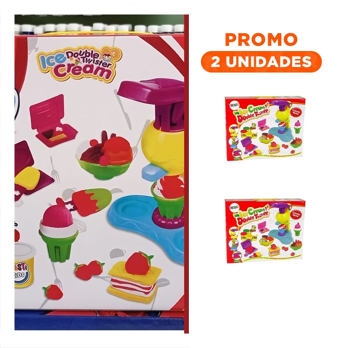 PACK2 MAQUINA PARA CREAR HELADOS DE PLASTILINA EN CAJA ROJA - 1