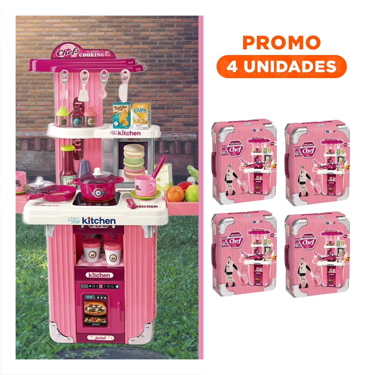 PACK4 SIMULACION DE COCINA CHEF CON KIT EN BOLSO PARA HOGAR YREGALO STICKER - 1