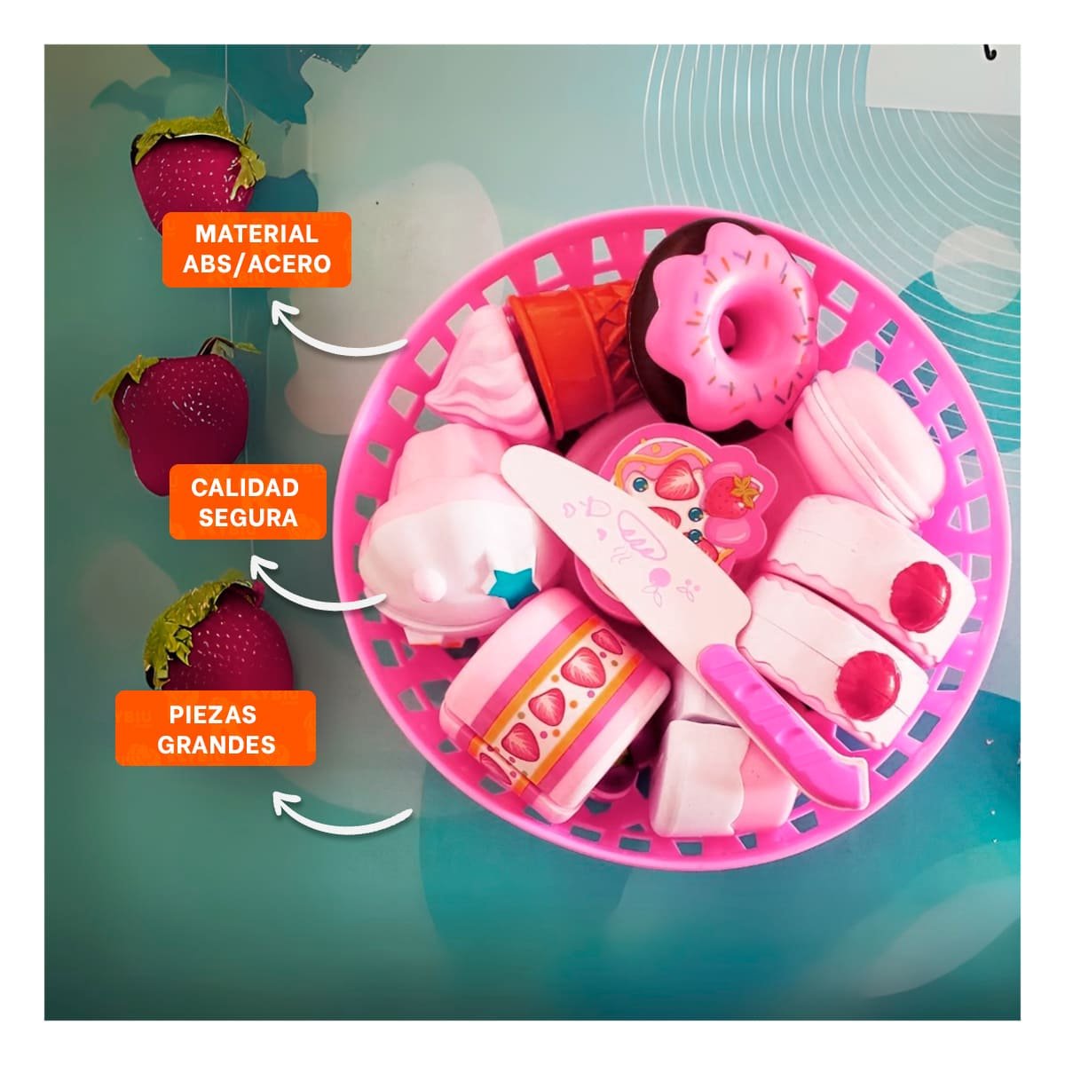 PACK2 CONJUNTO EDUCATIVO DE POSTRES PARA CORTAR CON ELEMENTOS DE COCINA CREATIVOS - 5