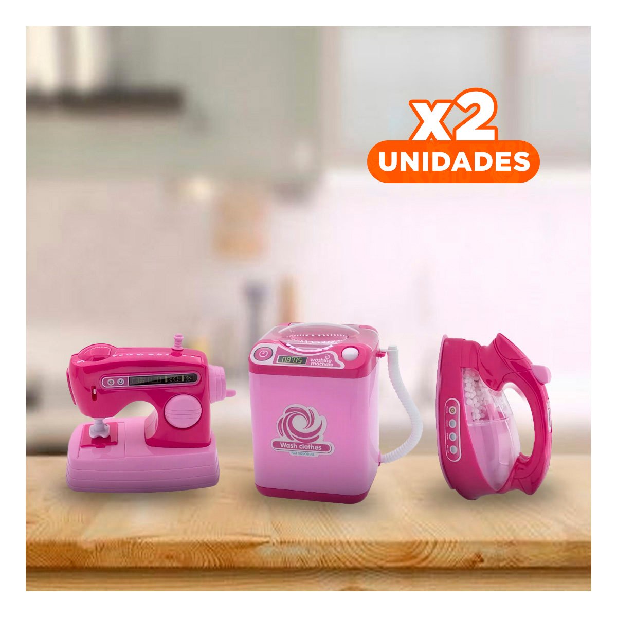 PACK2 SISTEMA DE JUEGO DE CASA CON MAQUINA DE COSER LAVADORA Y PLANCHA YREGALO STICKER - 1