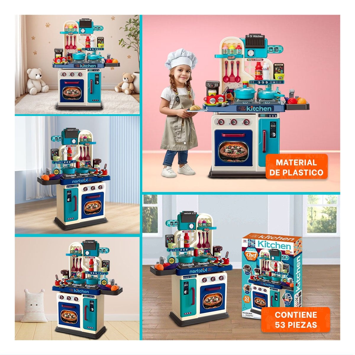 PACK2 JUEGO CREATIVO DE COCINA CON ACCESORIOS PARA INFANTES Y+PAPEL REGALO - 3