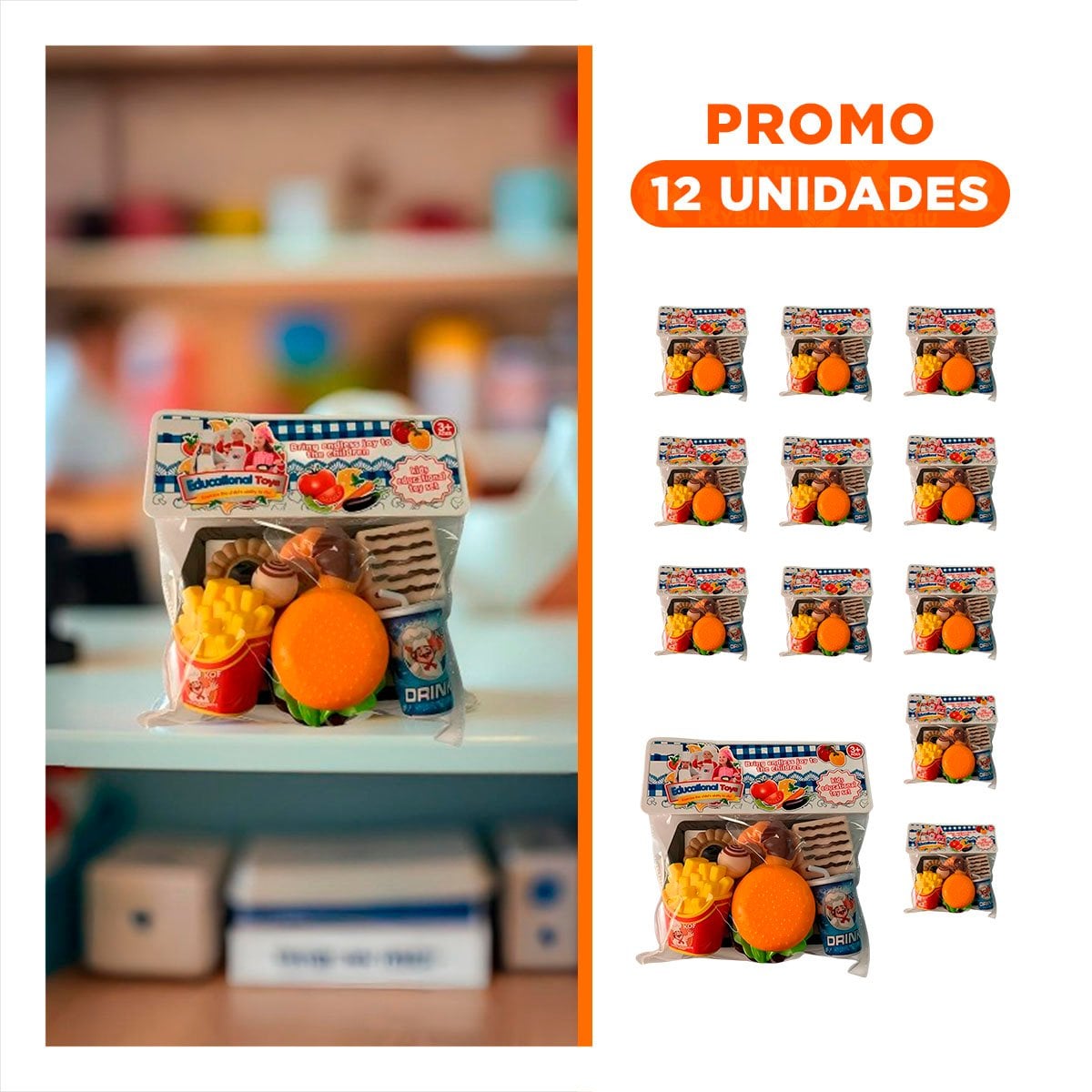 PACK12 COLECCION DE PLATILLOS RAPIDOS CON ACCESORIOS PARA JUEGO DE ROLES Y+REGALO STICKER - 1