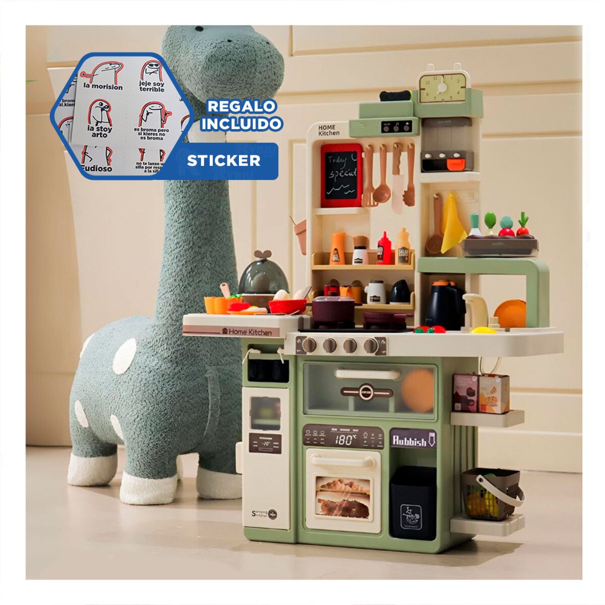ESTACION DE COCINA INFANTIL CON PIEZAS INCLUIDAS PARA JUEGO DIARIO Y+REGALO STICKER - 1