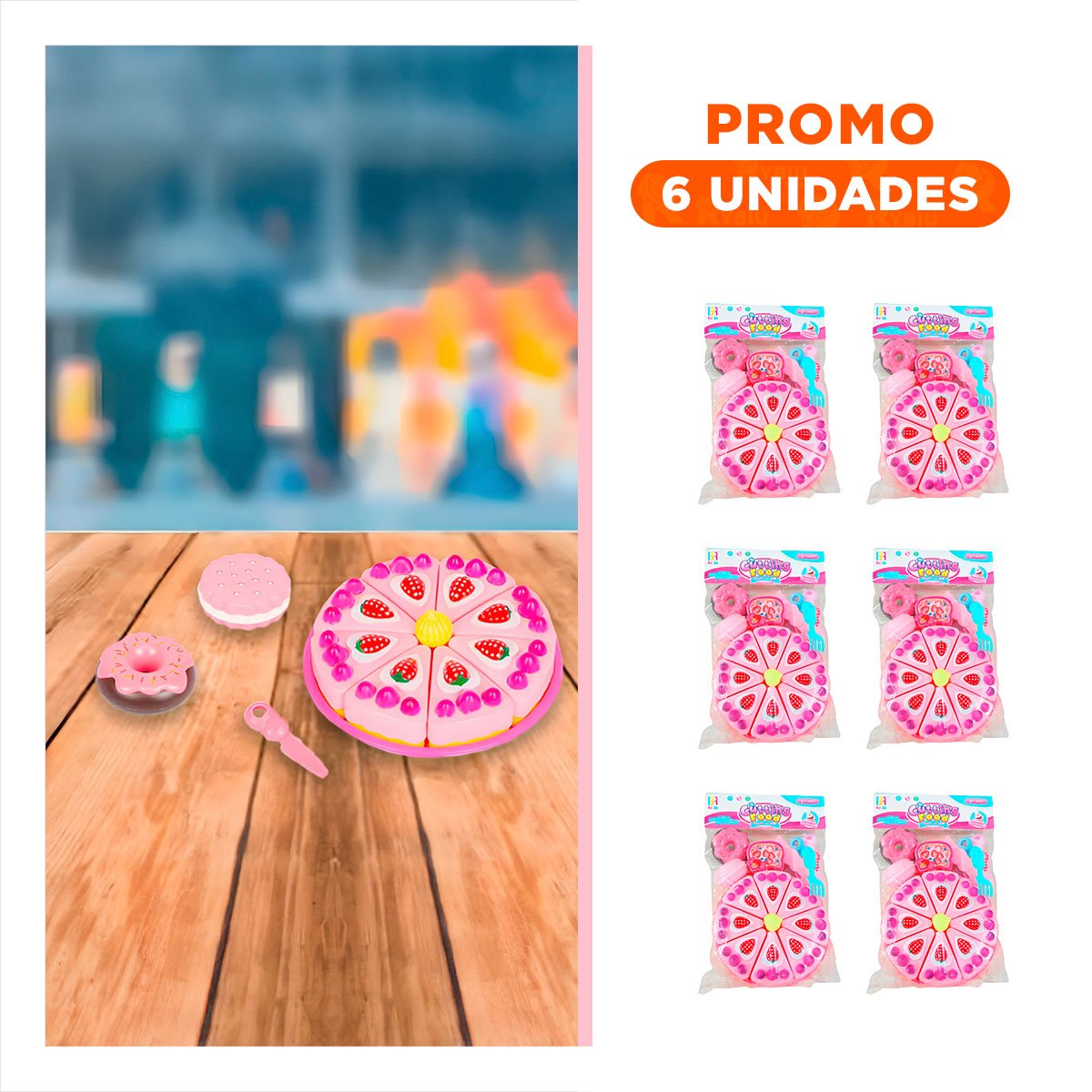 PACK6 JUEGO LUDICO DE PASTEL PARA CORTAR PARA DIVERSION IMAGINATIVA - 1
