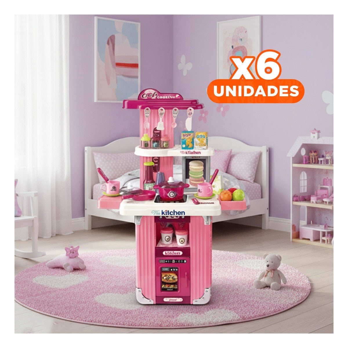 PACK6 ESCENARIO DE COCINA CHEF CON SET PORTATIL PARA HOGAR YREGALO STICKER - 1