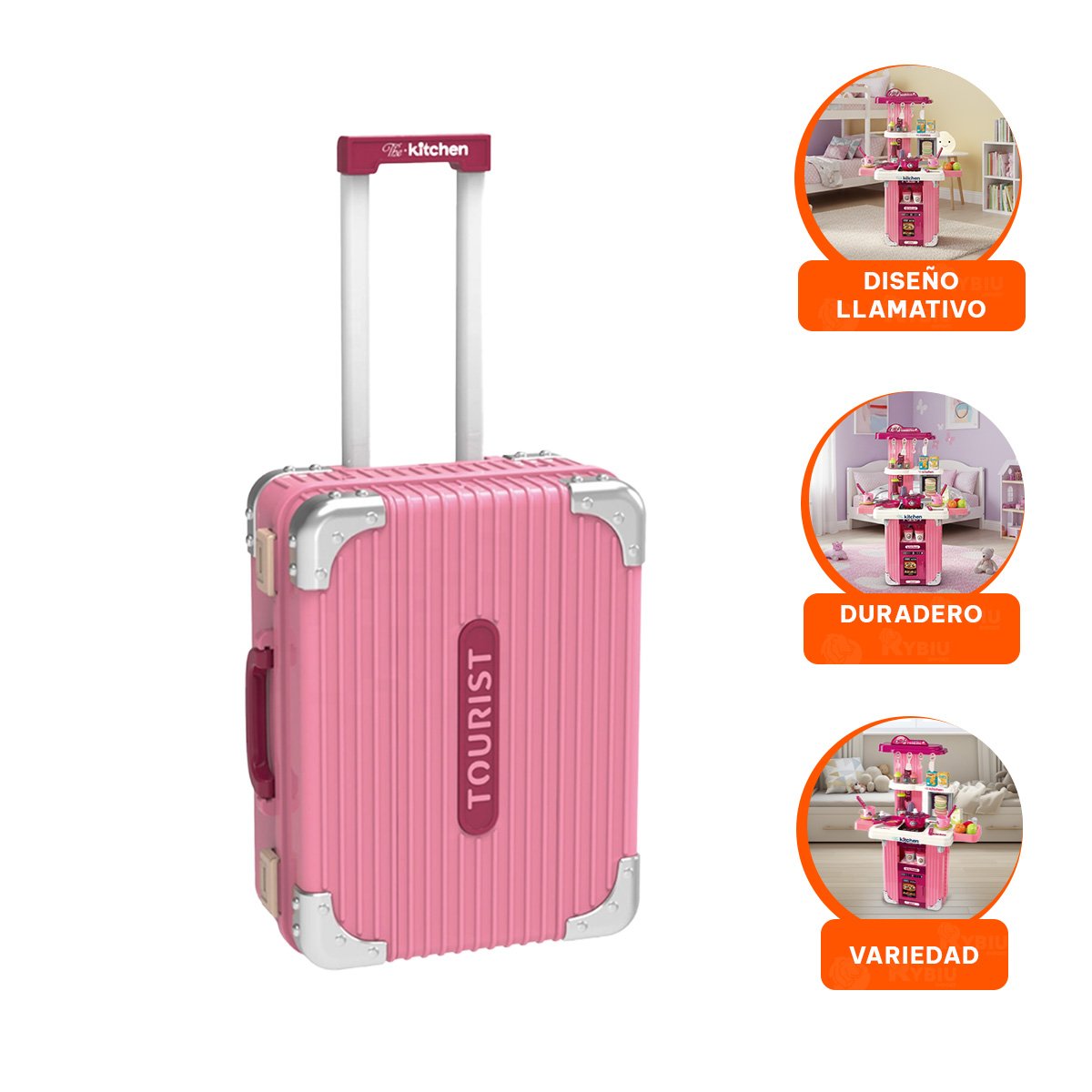 JUGUETE MINI COCINA PORTATIL EN ROSADO Y+PAPEL DE REGALO - 2
