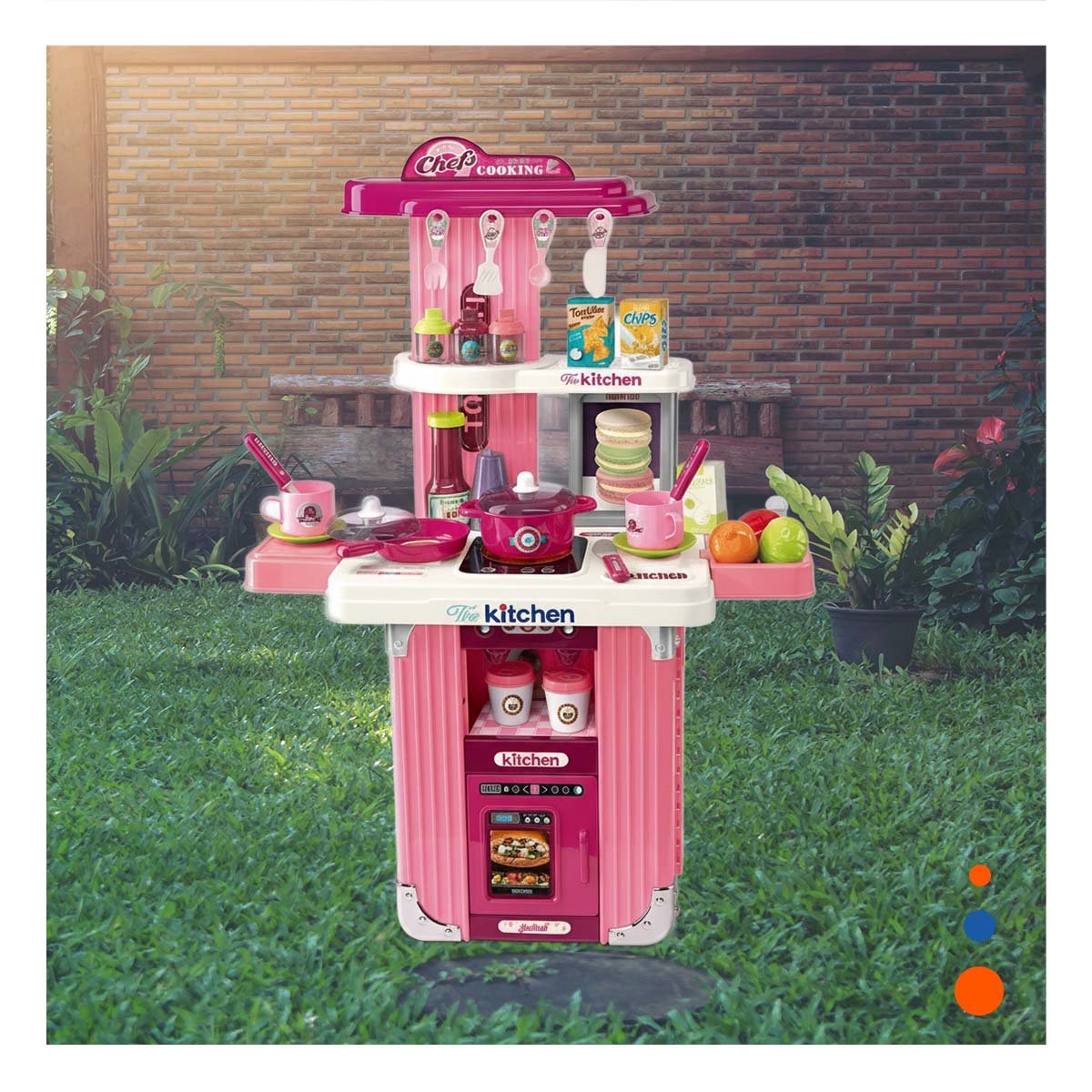 JUGUETE MINI COCINA PORTATIL EN ROSADO Y+PAPEL DE REGALO - 3