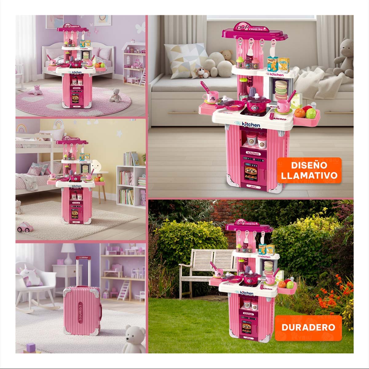 JUGUETE MINI COCINA PORTATIL EN ROSADO Y+PAPEL DE REGALO - 5