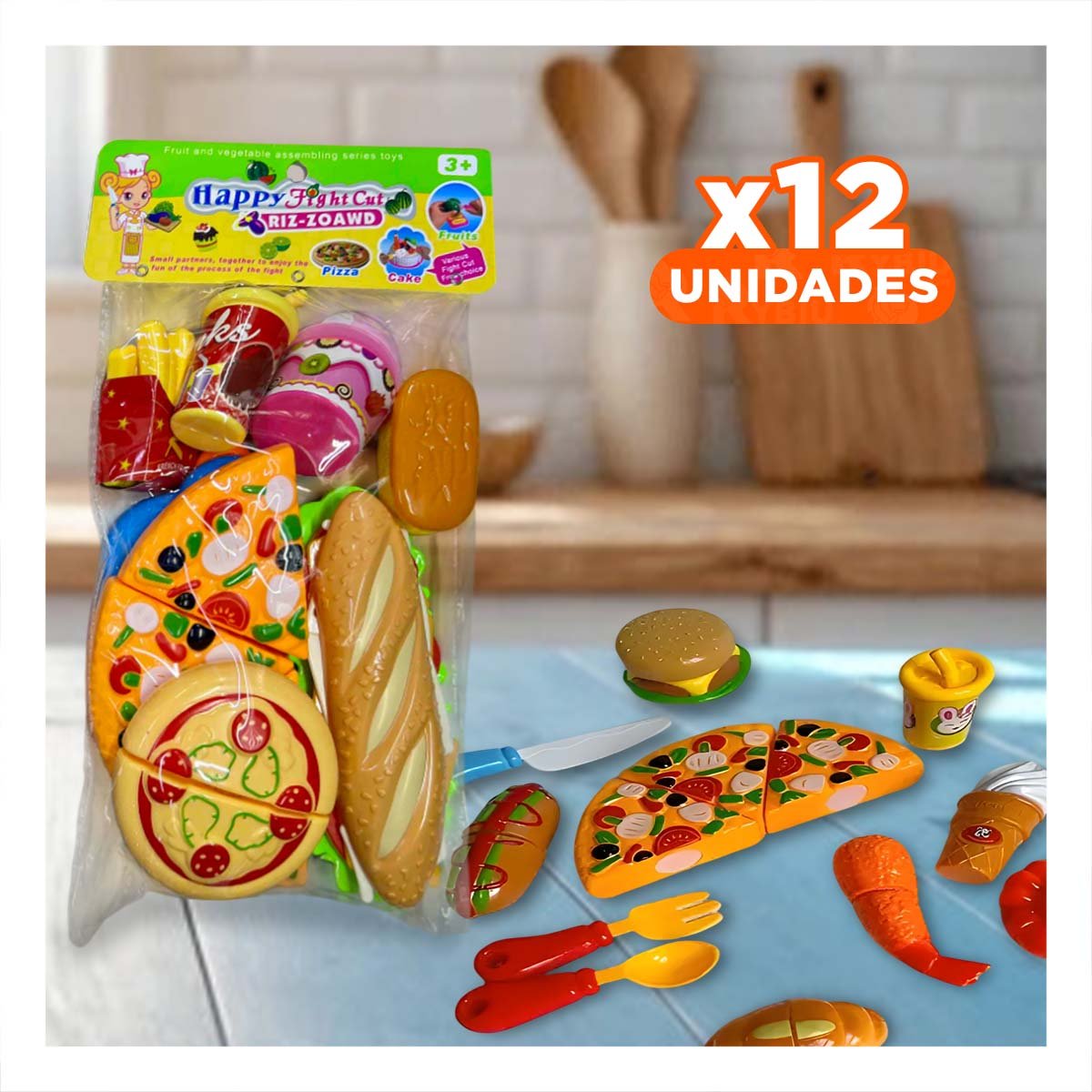 PACK12 KIT DE COCINA DE PIZZA COMIDA RAPIDA PARA CORTAR PARA USO EN CASA - 1