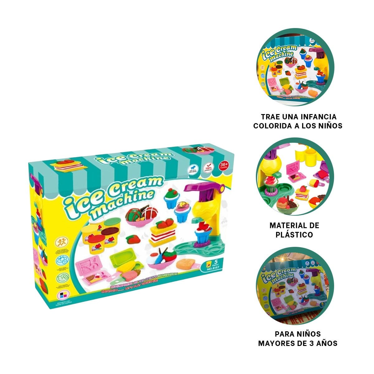 PACK2 MAQUINA PARA CREAR HELADOS DE PLASTILINA EN CAJA VERDE - 2