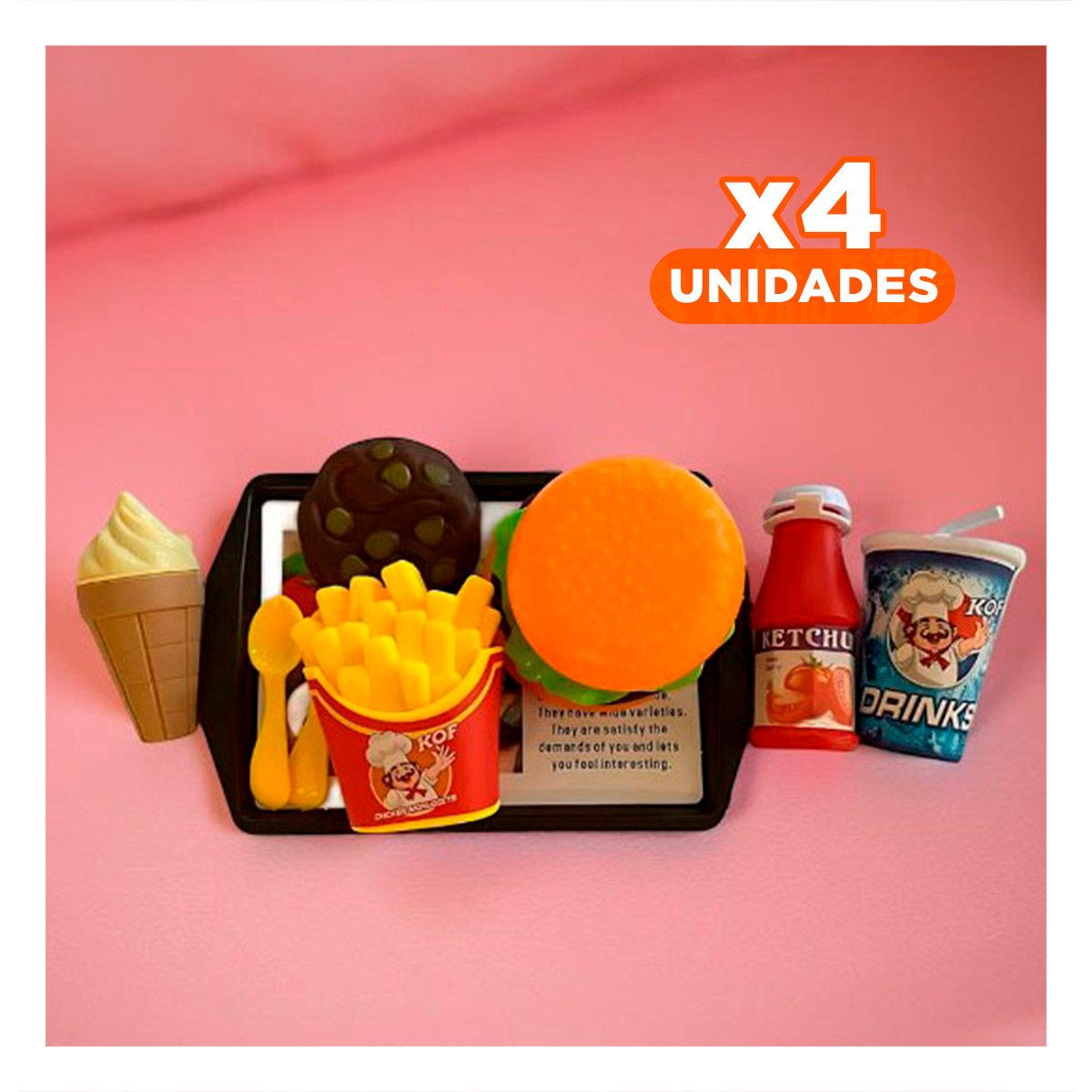 PACK4 SET DE GASTRONOMIA RAPIDA CON ACCESORIOS DE COCINA PARA JUEGO INFANTIL - 1