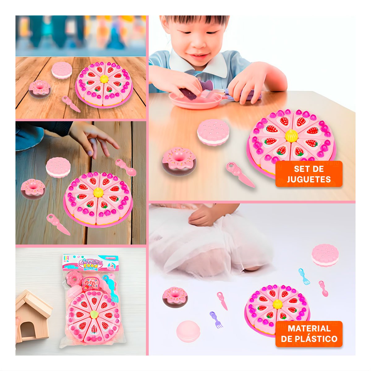 PACK2 JUGUETE DE TARTA Y UTENCILIOS Y+PAPEL DE REGALO - 5