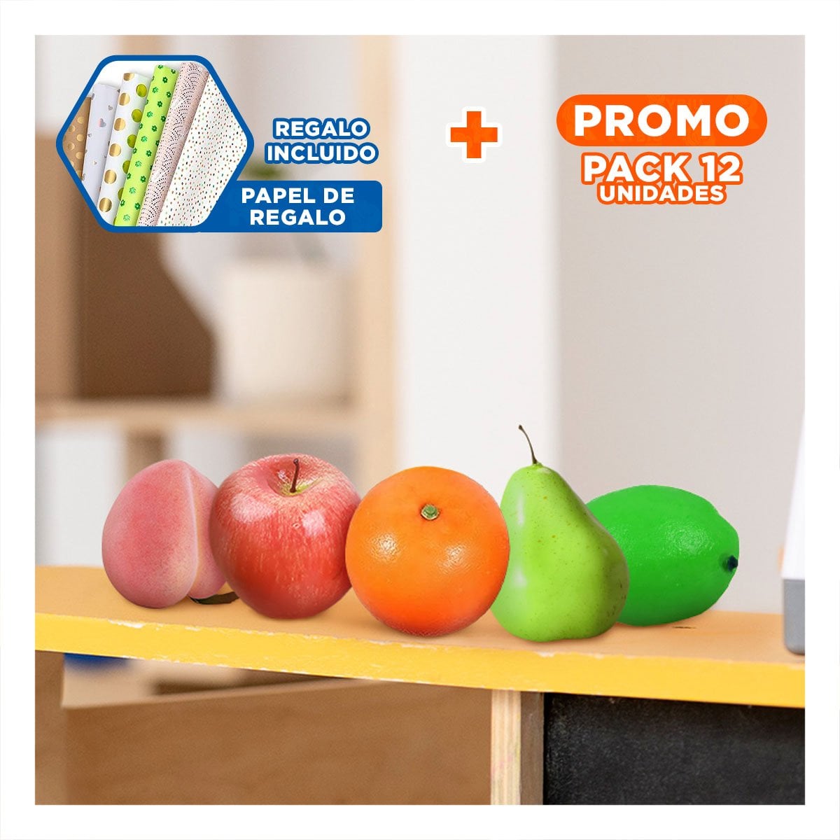 PACK12 SET PARA RECONOCER FRUTAS Y+PAPEL DE REGALO - 1