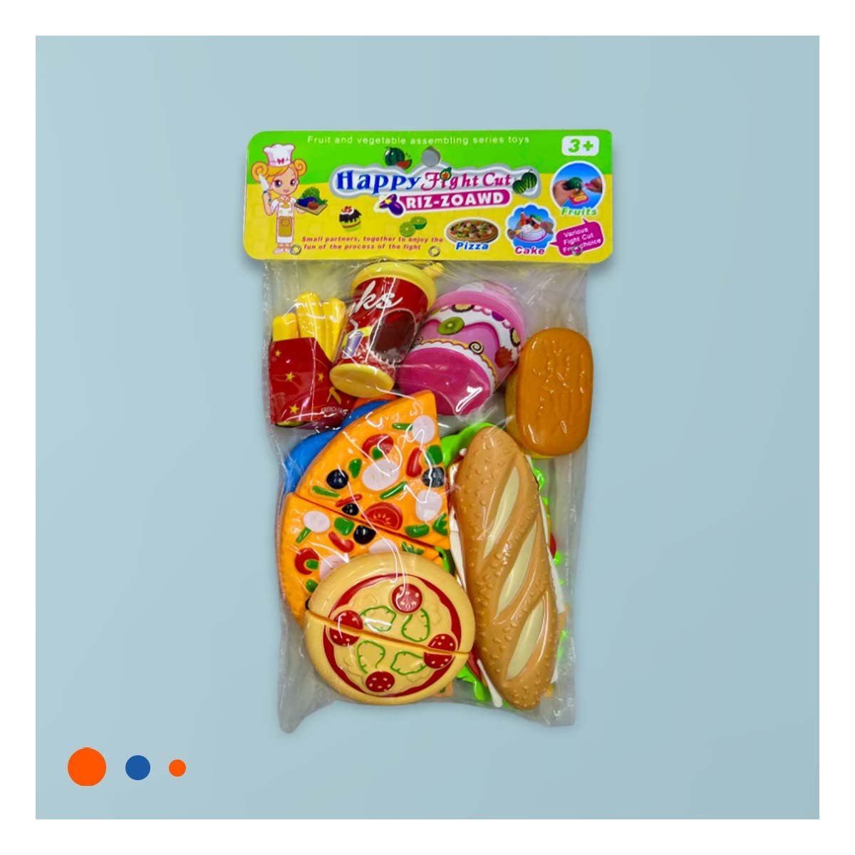 PACK4 SET DE COCINA DE PIZZA COMIDA RAPIDA PARA CORTAR CON ACCESORIOS DE JUEGO Y+PAPEL REGALO - 2