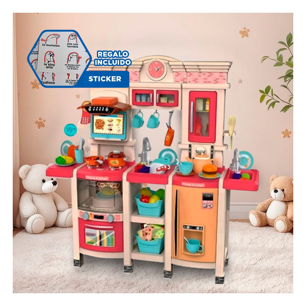 AREA DE COCINA INFANTIL CON ACCESORIOS PARA JUEGO CREATIVO EN CASA Y+REGALO STICKER - 1