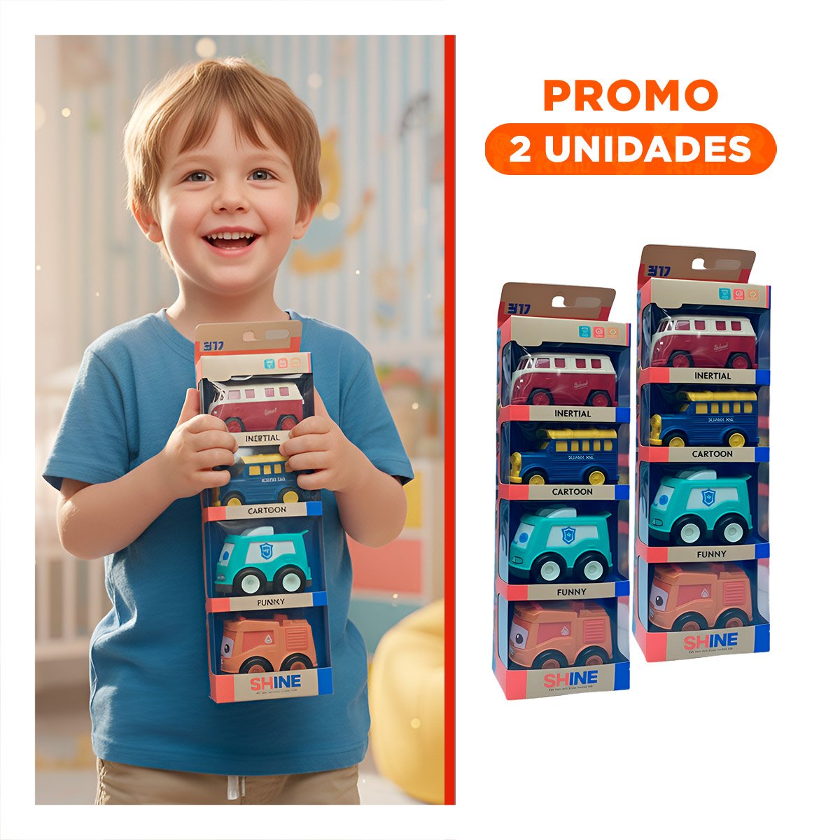 PACK2 COMBO INFANTIL DE COCHES A FRICCION PARA DIVERSION - 1