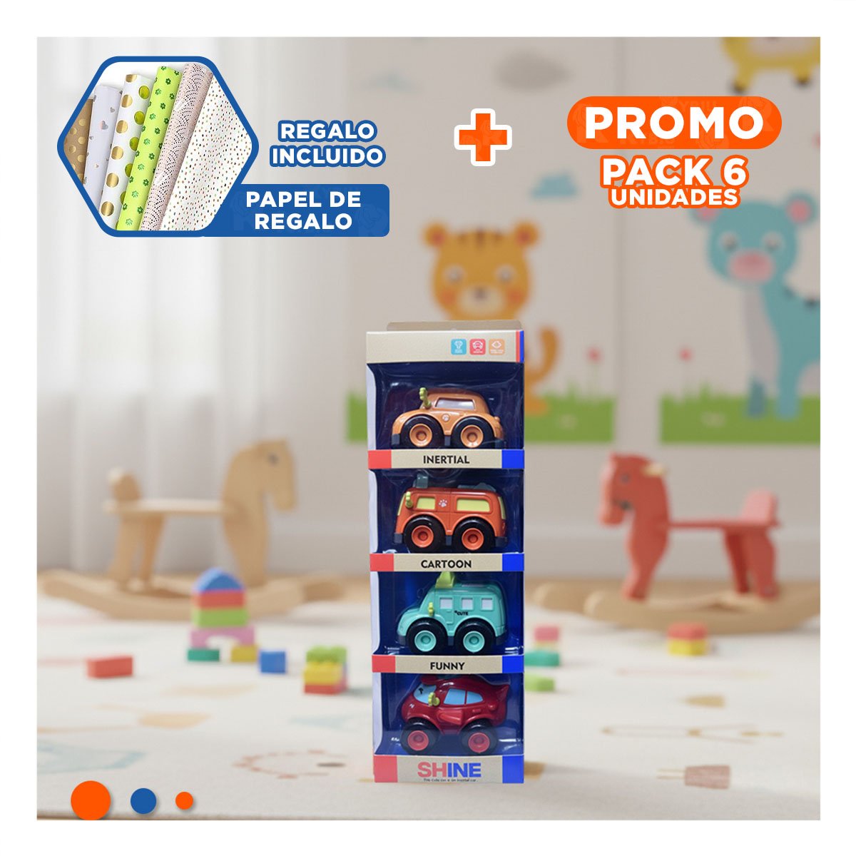PACK6 MOVILES DE ACCION SET 4 PZ PARA JUEGOS DINAMICOS Y+PAPEL REGALO - 1